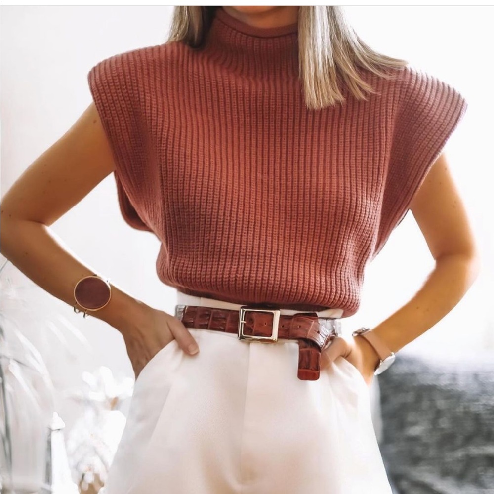 Zara shoulder pad knit sweater bloggers favorite